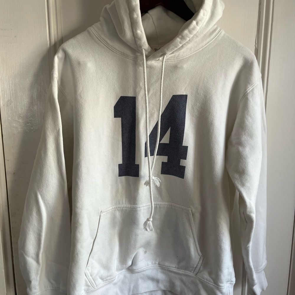 Brandy Melville White Hoodie with Black Number
